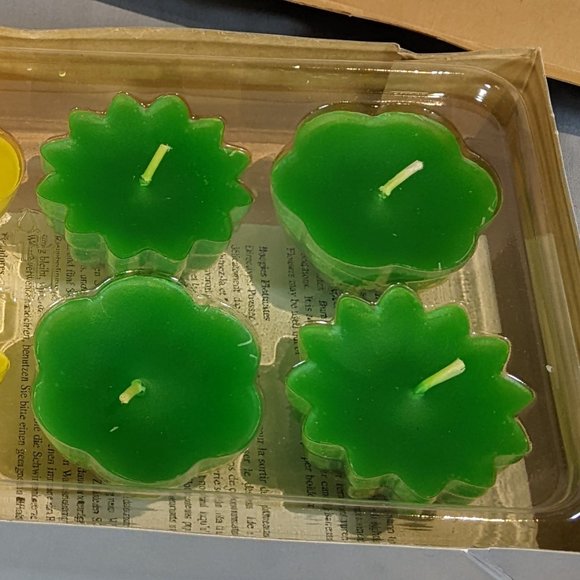 NIB! Rare! PartyLite Floater Candles F1000 Lemon & Kiwi ,Yellow & Green Flowers - Picture 5 of 9